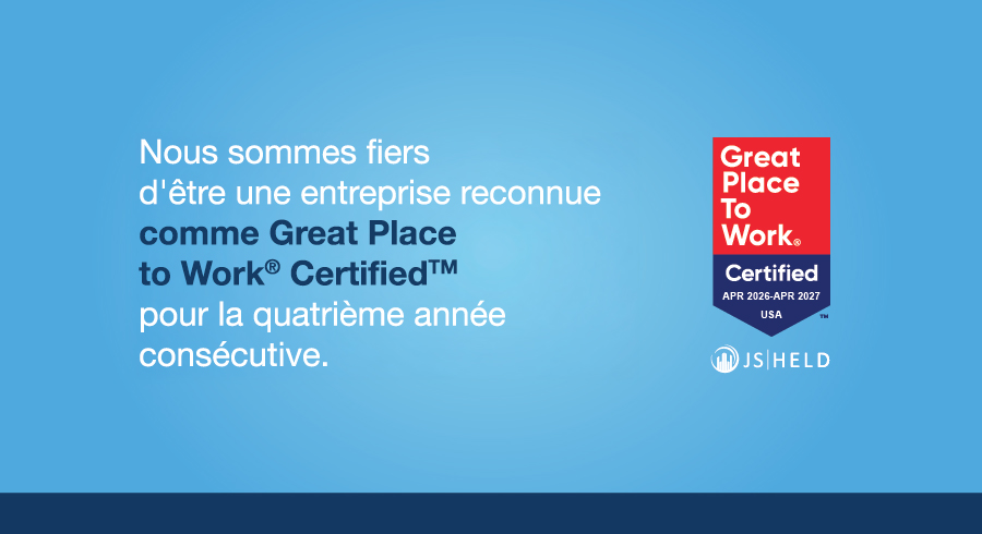L'entreprise J.S. Held a obtenu la certification Great Place to Work®.